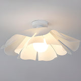 Bedroom White Floral Semi-Flush Mount Ceiling Light Image - 10