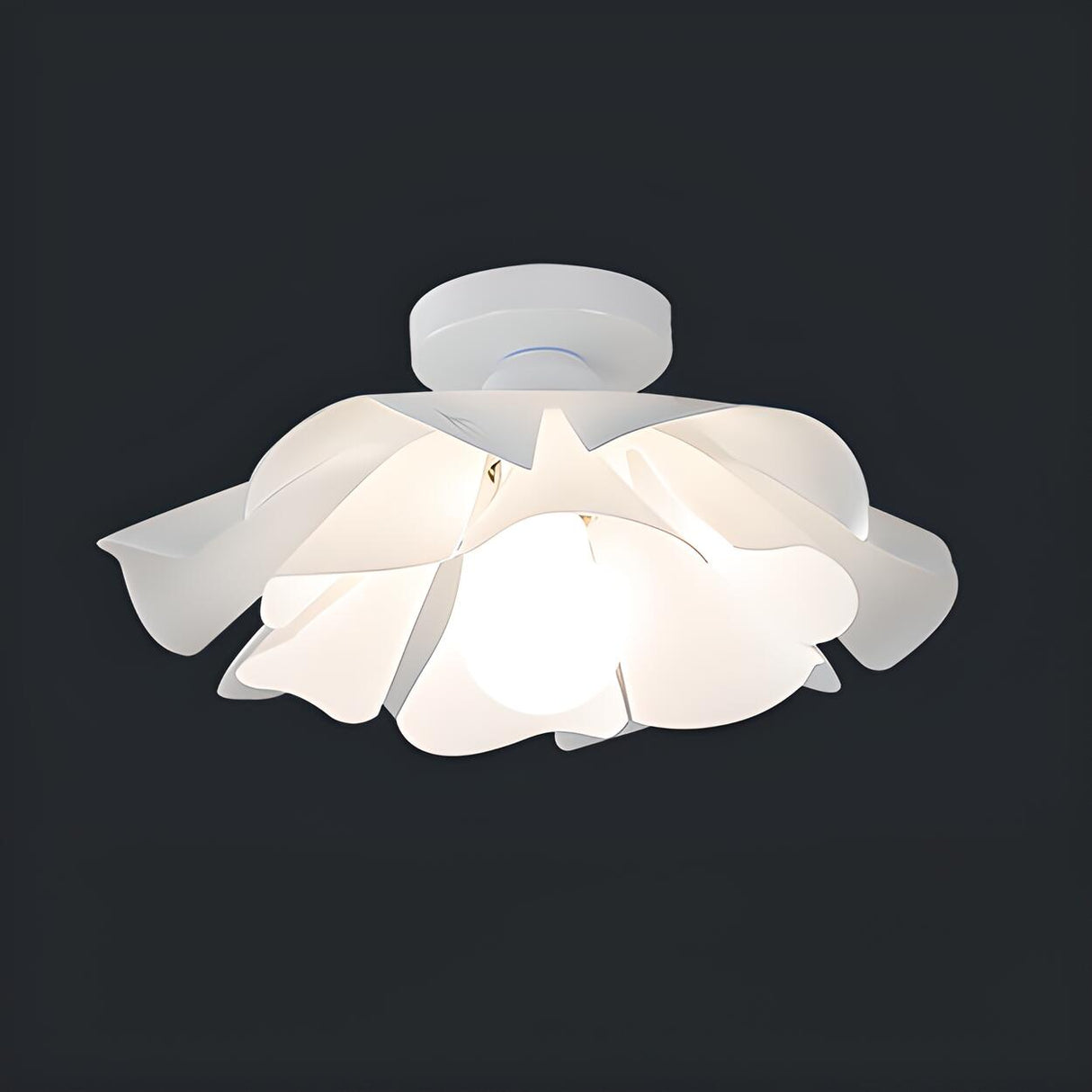 Bedroom White Floral Semi-Flush Mount Ceiling Light Image - 6