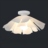 Bedroom White Floral Semi-Flush Mount Ceiling Light Image - 7