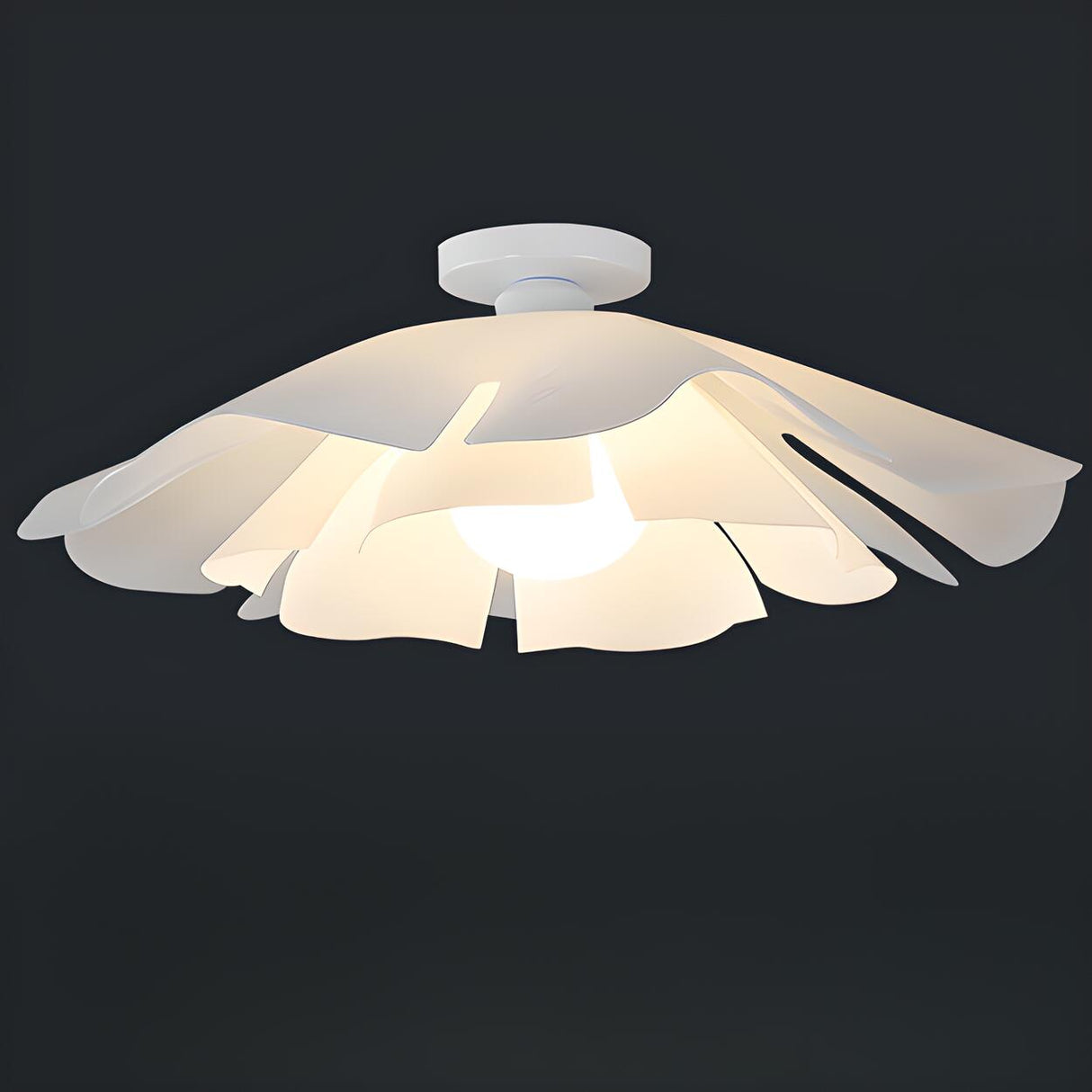 Bedroom White Floral Semi-Flush Mount Ceiling Light Image - 8