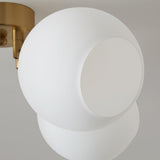 Bedroom White Glass Globe Semi-Flush Mount Lamp 5-Light Image - 15