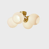 Bedroom White Glass Globe Semi-Flush Mount Lamp 5-Light Image - 3