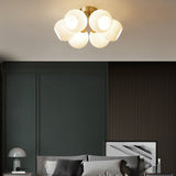 Bedroom White Glass Globe Semi-Flush Mount Lamp 5-Light Image - 6