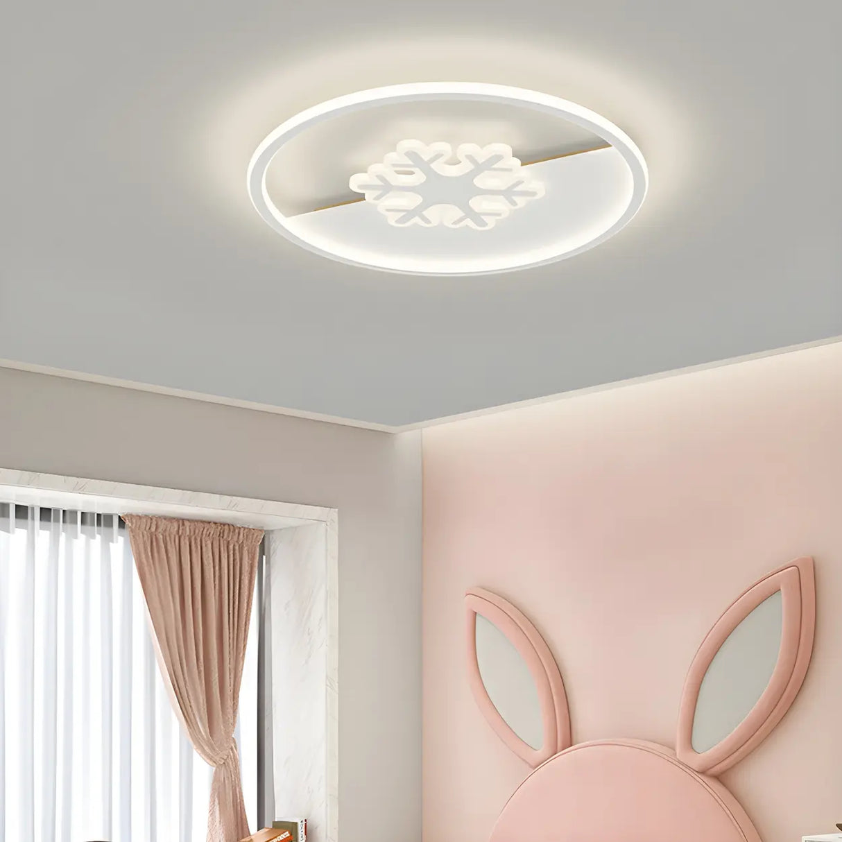 Bedroom White Hot Air Balloon Round Flush Mount Light Image - 18