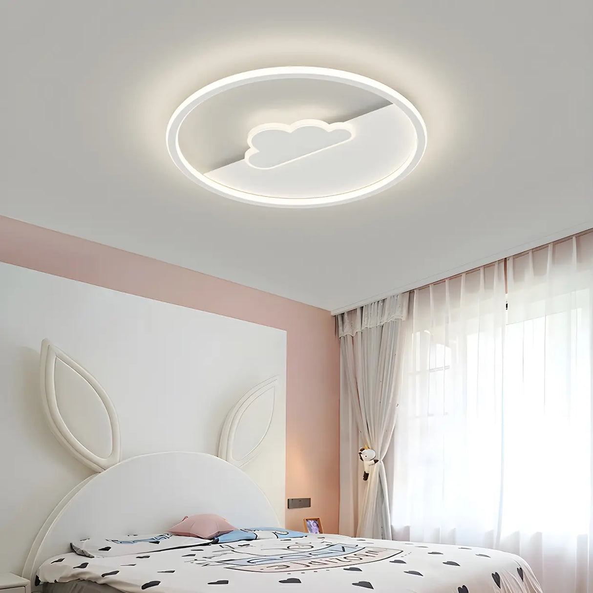 Bedroom White Hot Air Balloon Round Flush Mount Light Image - 3