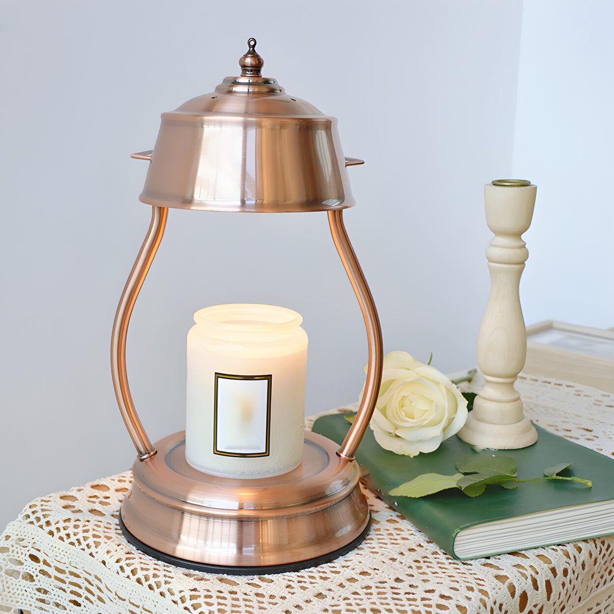 Bedroom White Modern Iron Candle Warmer Table Lamp Image - 11