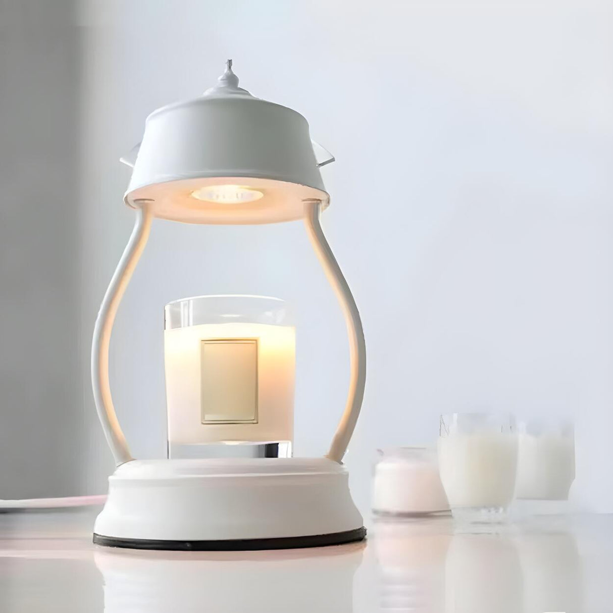 Bedroom White Modern Iron Candle Warmer Table Lamp Image - 4