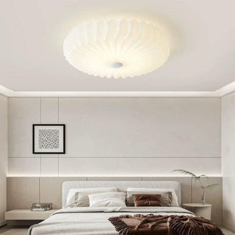 Bedroom White Origami Cylinder Flush Mount Ceiling Lamp Image - 2