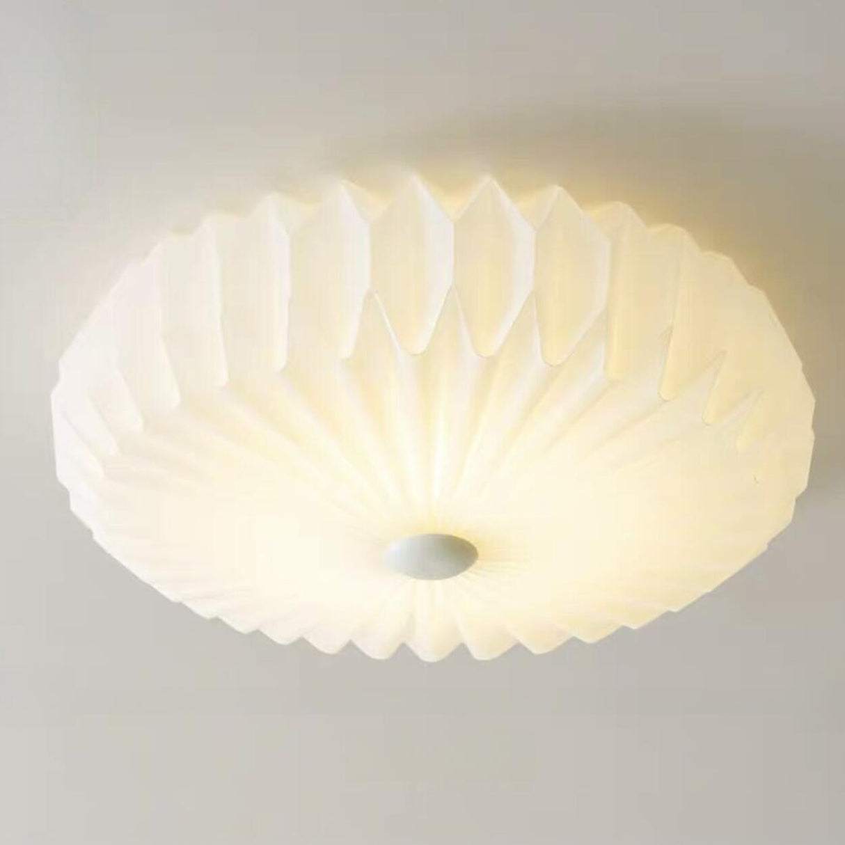 Bedroom White Origami Cylinder Flush Mount Ceiling Lamp Image - 7