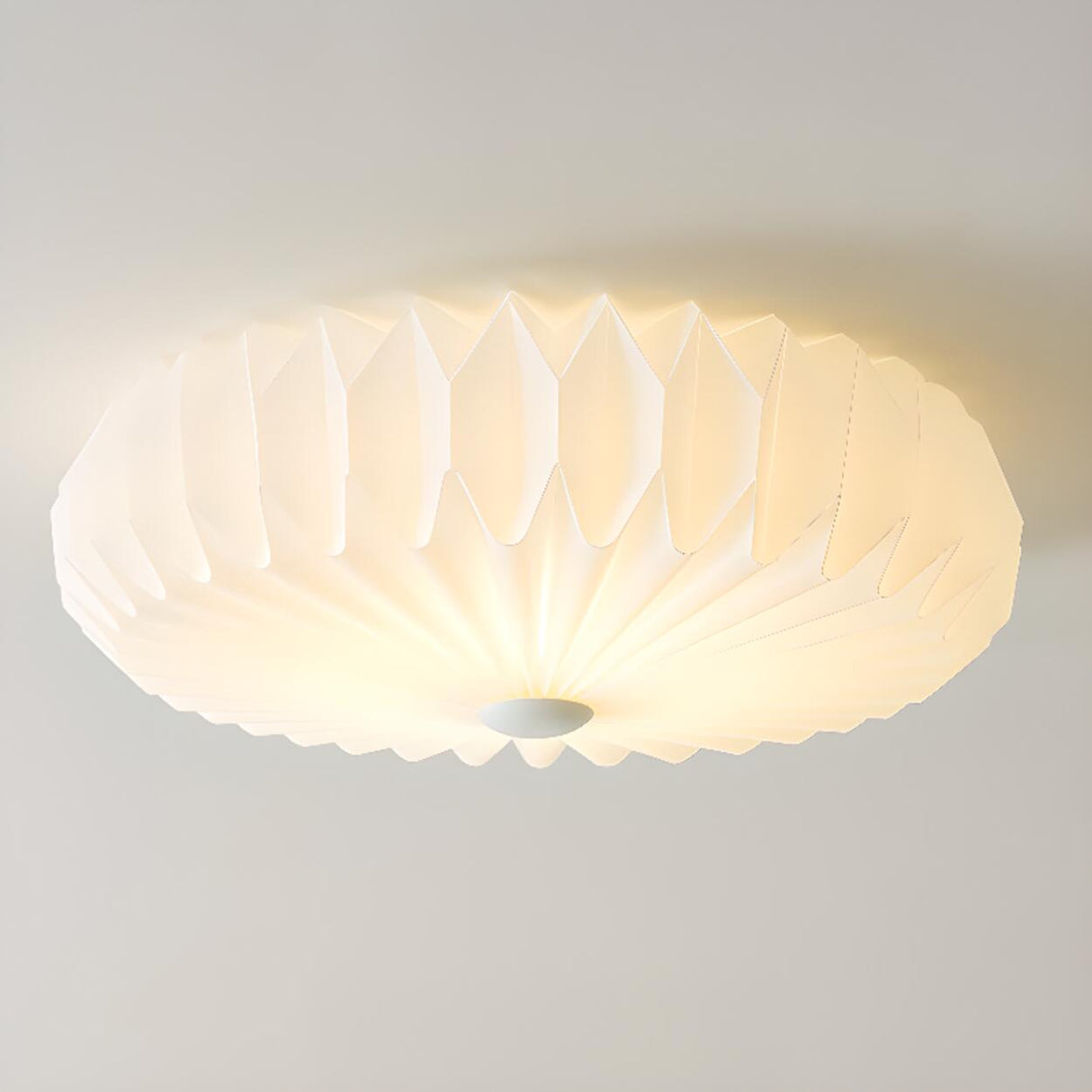 Bedroom White Origami Cylinder Flush Mount Ceiling Lamp Image - 9