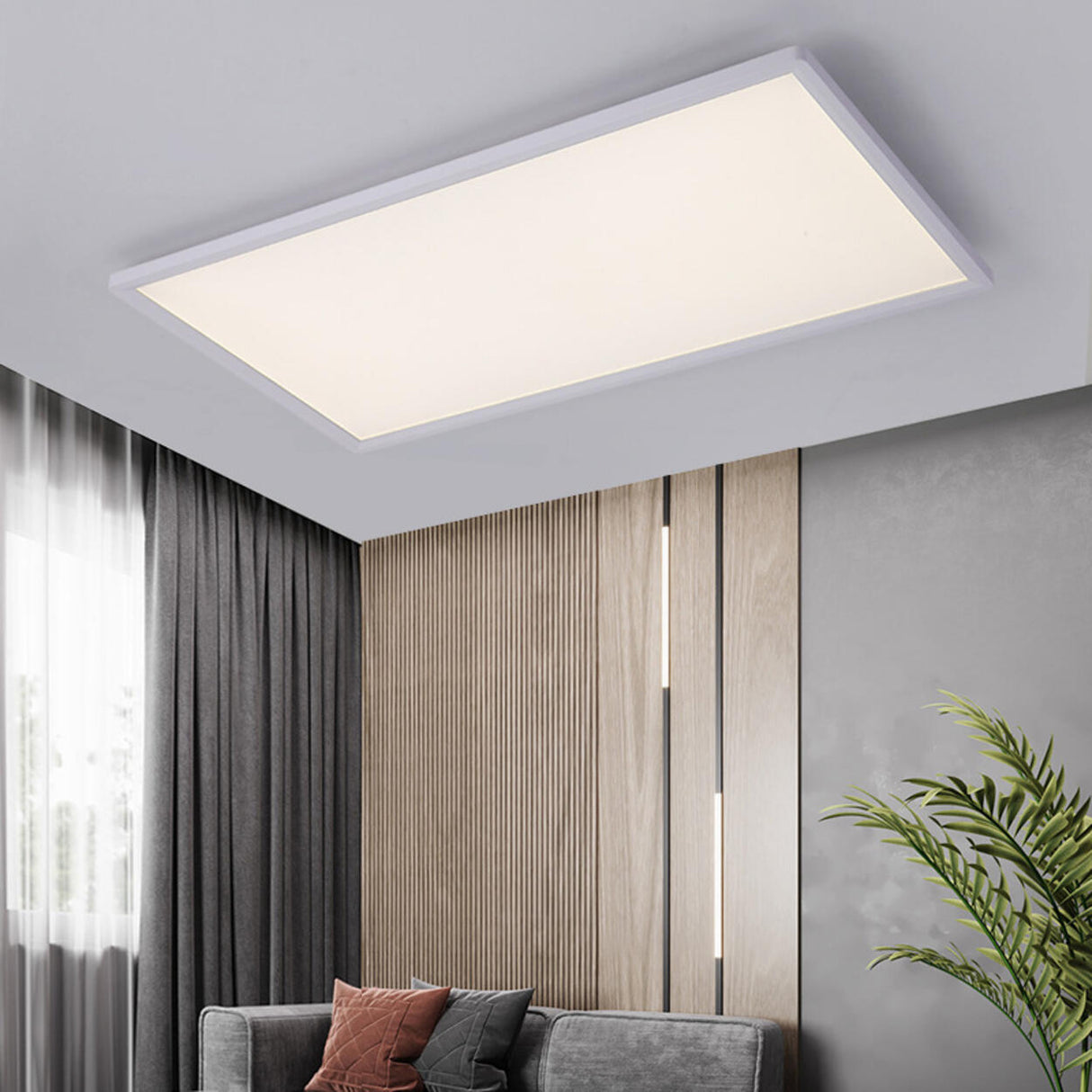 Bedroom White Rectangular LED Flush Mount Ceiling Light Image - 1