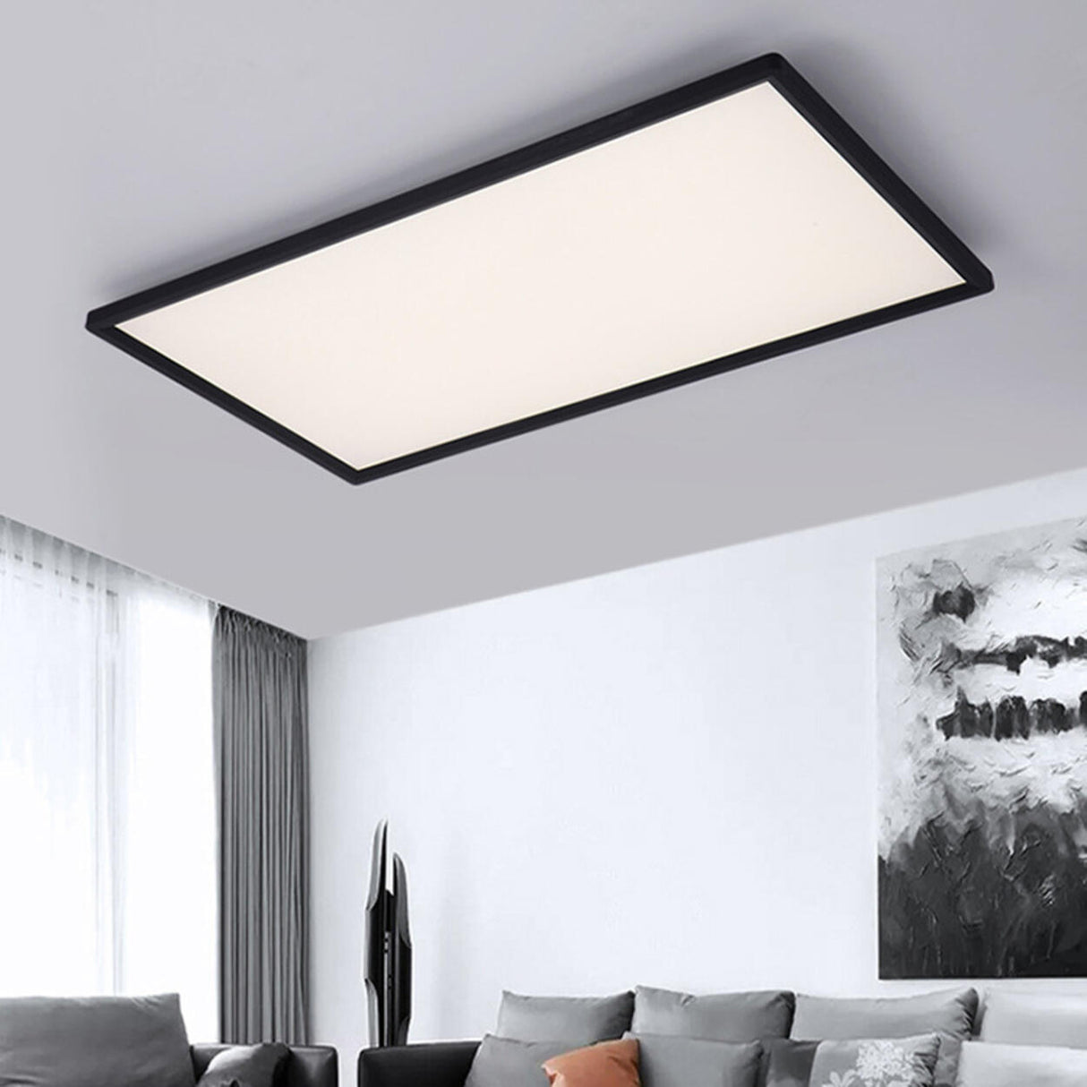 Bedroom White Rectangular LED Flush Mount Ceiling Light Image - 4