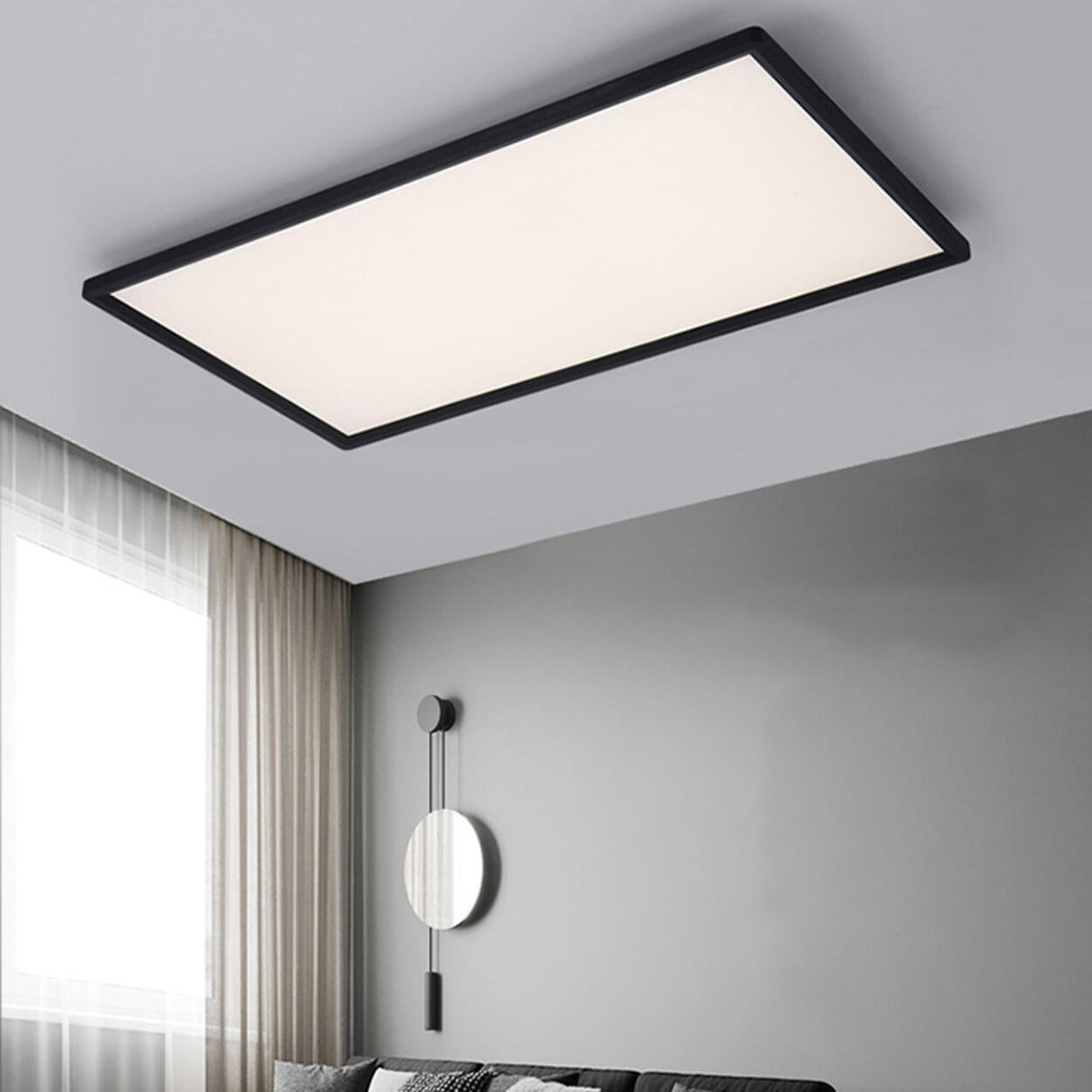 Bedroom White Rectangular LED Flush Mount Ceiling Light Image - 6