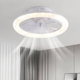 Bedroom White Remote Dimming Ring Ceiling Fan Light Image - 4