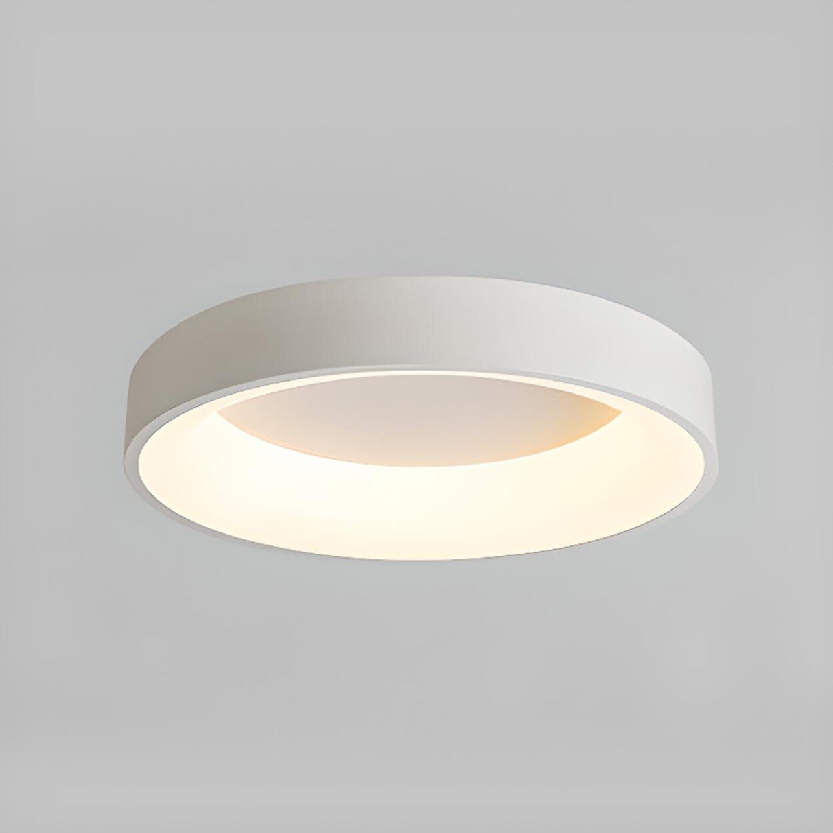 Bedroom White Round LED Flush Mount Ceiling Fixture Image - 16