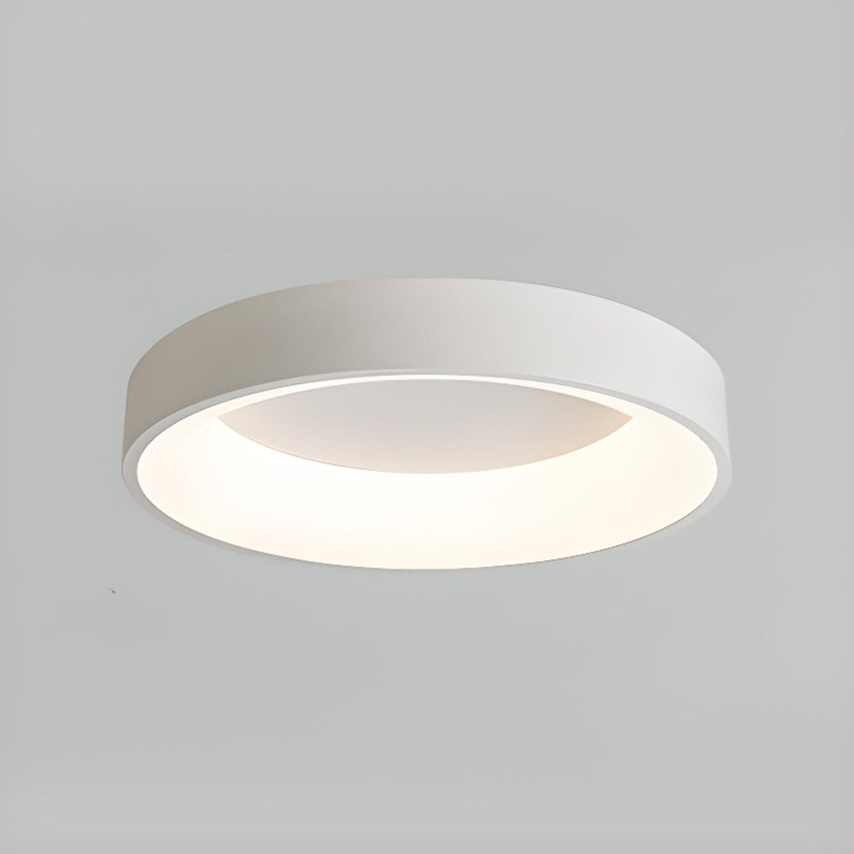 Bedroom White Round LED Flush Mount Ceiling Fixture Image - 17