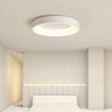 Bedroom White Round LED Flush Mount Ceiling Fixture Image - 2