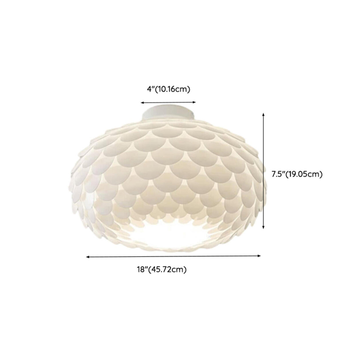 Bedroom White Scales Drum Flush Mount Ceiling Light Image - 15