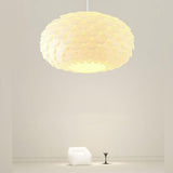 Bedroom White Scales Drum Flush Mount Ceiling Light Image - 7