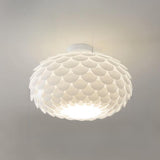 Bedroom White Scales Drum Flush Mount Ceiling Light Image - 8