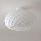 Bedroom White Scales Drum Flush Mount Ceiling Light Image - 9