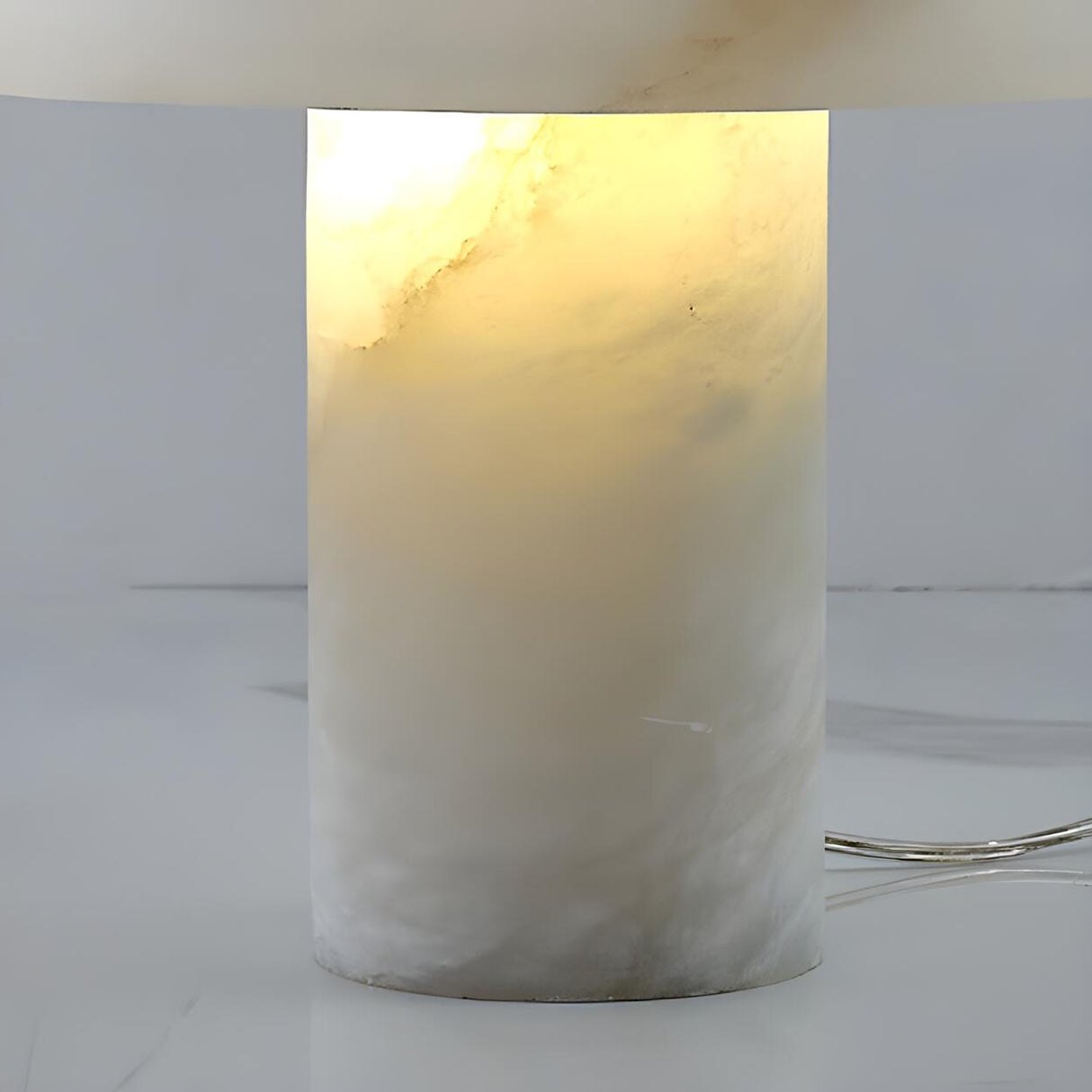 Bedroom White Simple Mushroom Stone Shade Table Lamp Image - 3