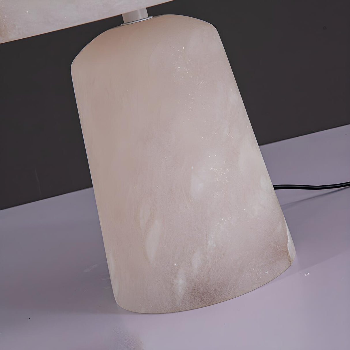 Bedroom White Simple Mushroom Stone Shade Table Lamp Image - 4