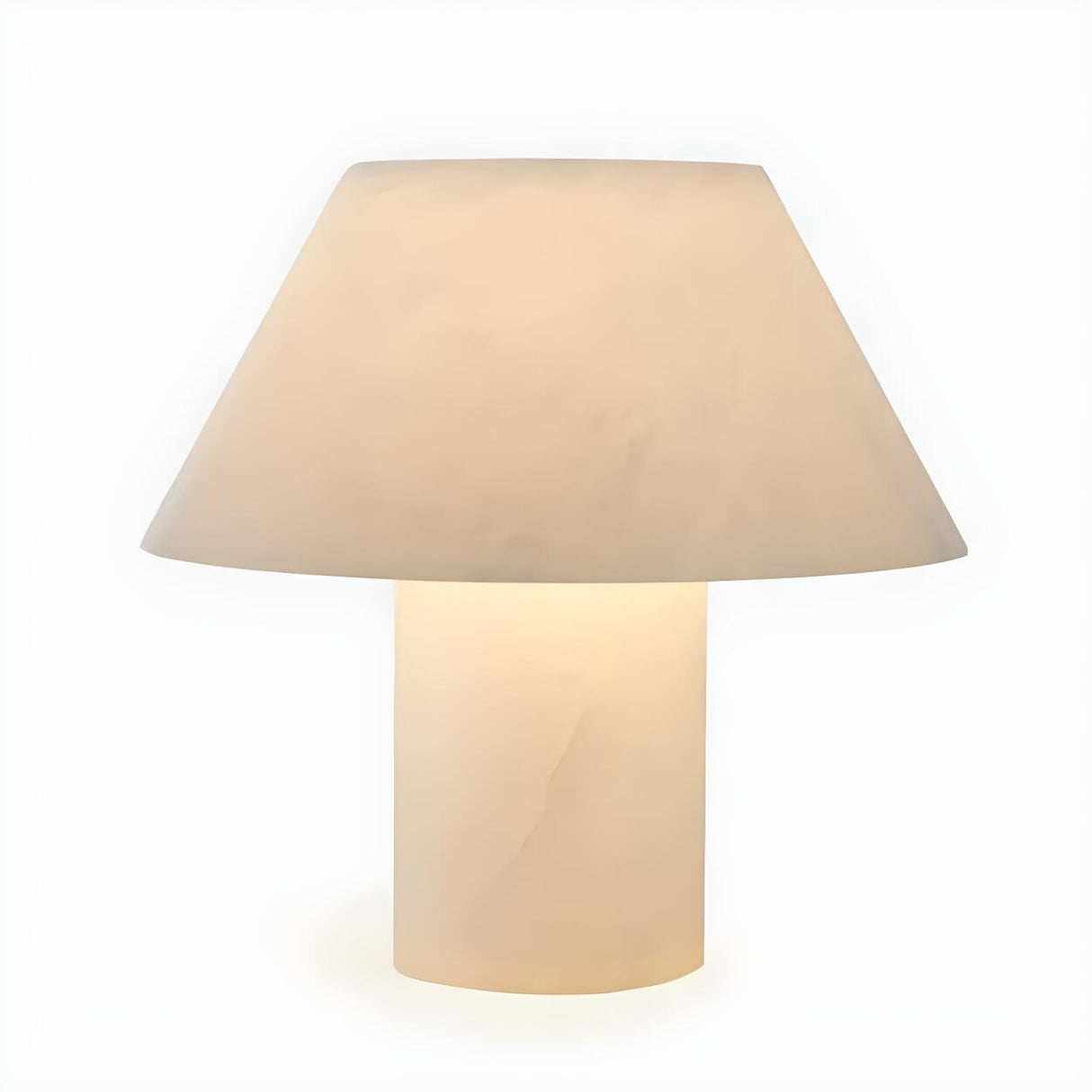 Bedroom White Simple Mushroom Stone Shade Table Lamp Image - 6