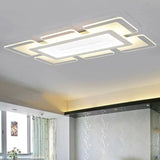 Bedroom White Square LED Flush Mount Ceiling Light Image - 2