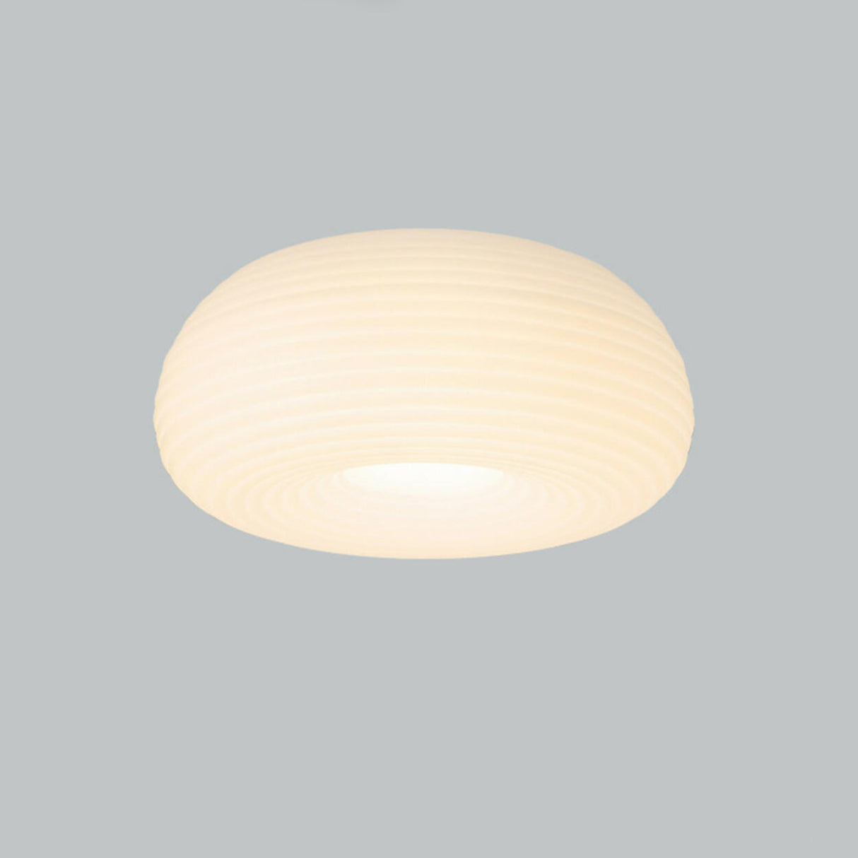 Bedroom White Stripe Drum Flush Mount Ceiling Lamp Image - 10