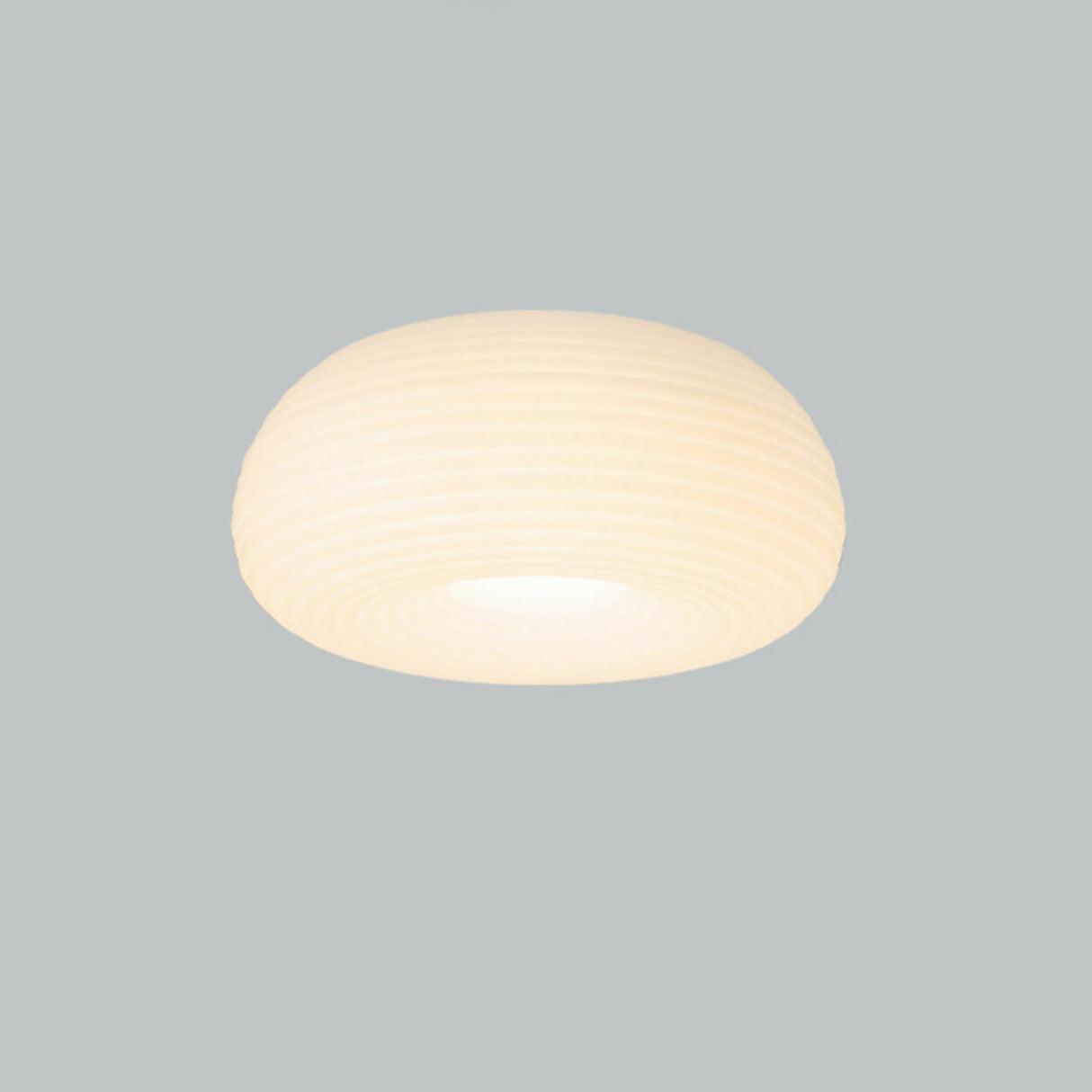 Bedroom White Stripe Drum Flush Mount Ceiling Lamp Image - 9