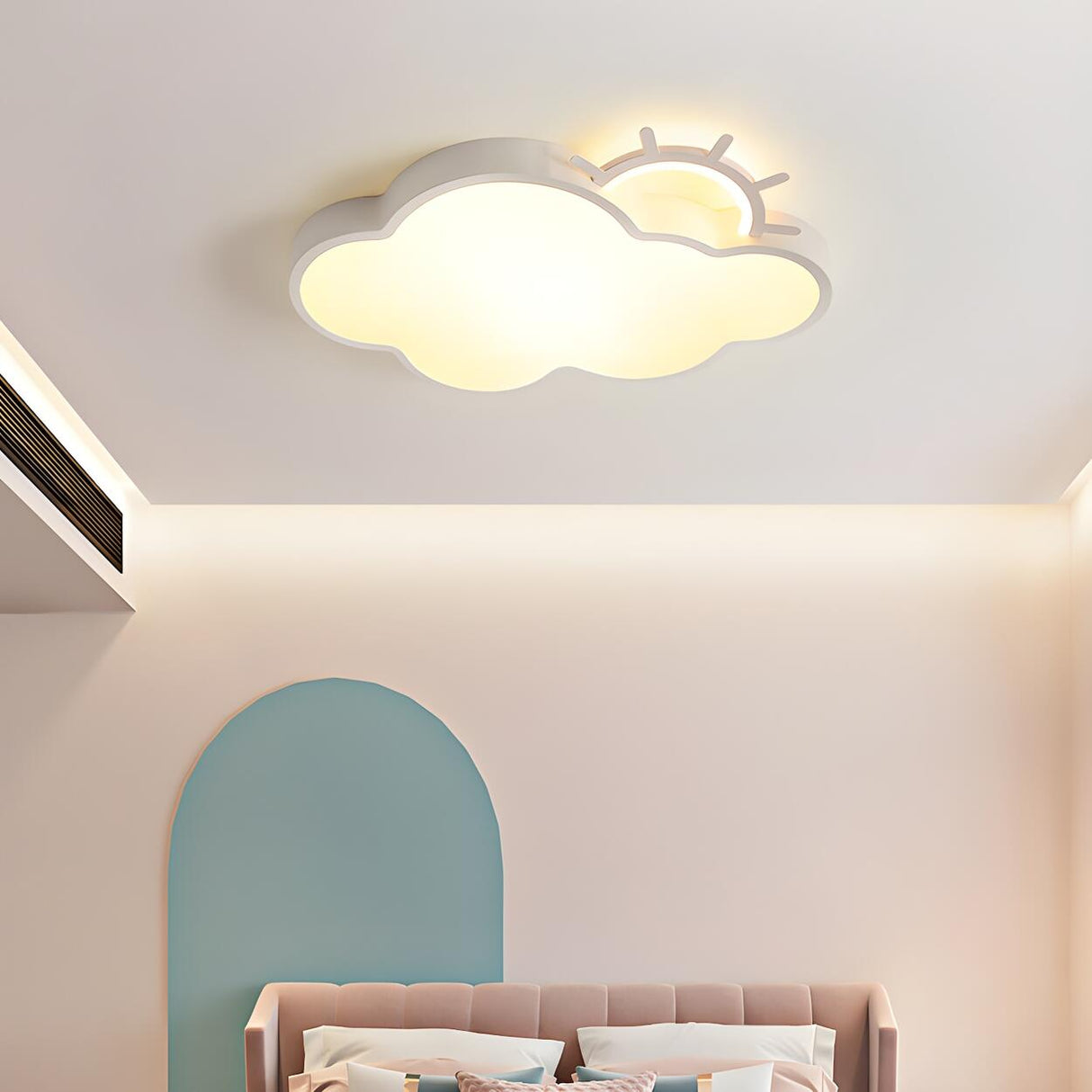 Bedroom White Sun Cloud LED Flush Mount Ceiling Light Image - 8