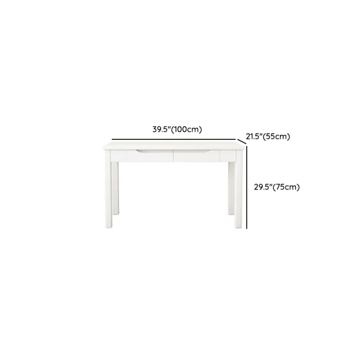 Bedroom White Wood Writing Desk Set with Drawers and Chair Image - 12