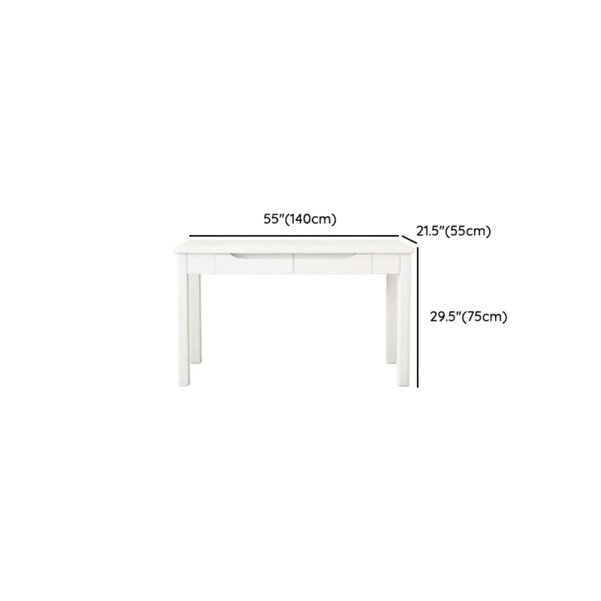 Bedroom White Wood Writing Desk Set with Drawers and Chair Image - 14