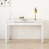 Bedroom White Wood Writing Desk Set with Drawers and Chair Image - 4