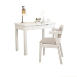 Bedroom White Wood Writing Desk Set with Drawers and Chair Image - 5