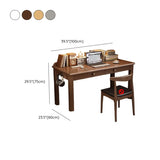 Bedroom Wood Brown Desk Set with Drawers and Peg Board #size