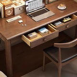 Bedroom Wood Brown Desk Set with Drawers and Peg Board Image - 4