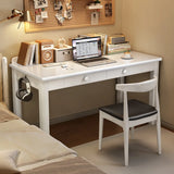 Bedroom Wood Brown Desk Set with Drawers and Peg Board Image - 5