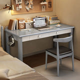 Bedroom Wood Brown Desk Set with Drawers and Peg Board Image - 7