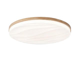 Bedroom Wood Circle White LED Flush Mount Ceiling Light Image - 10