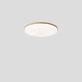 Bedroom Wood Circle White LED Flush Mount Ceiling Light Image - 5