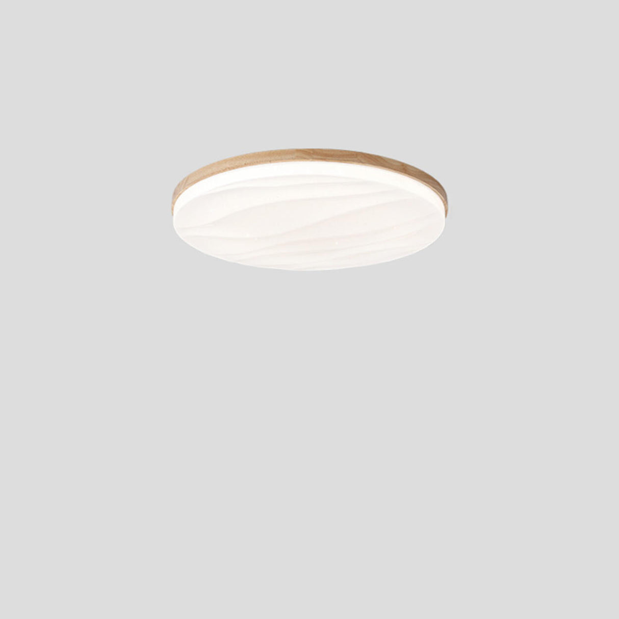 Bedroom Wood Circle White LED Flush Mount Ceiling Light Image - 7