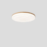 Bedroom Wood Circle White LED Flush Mount Ceiling Light Image - 9