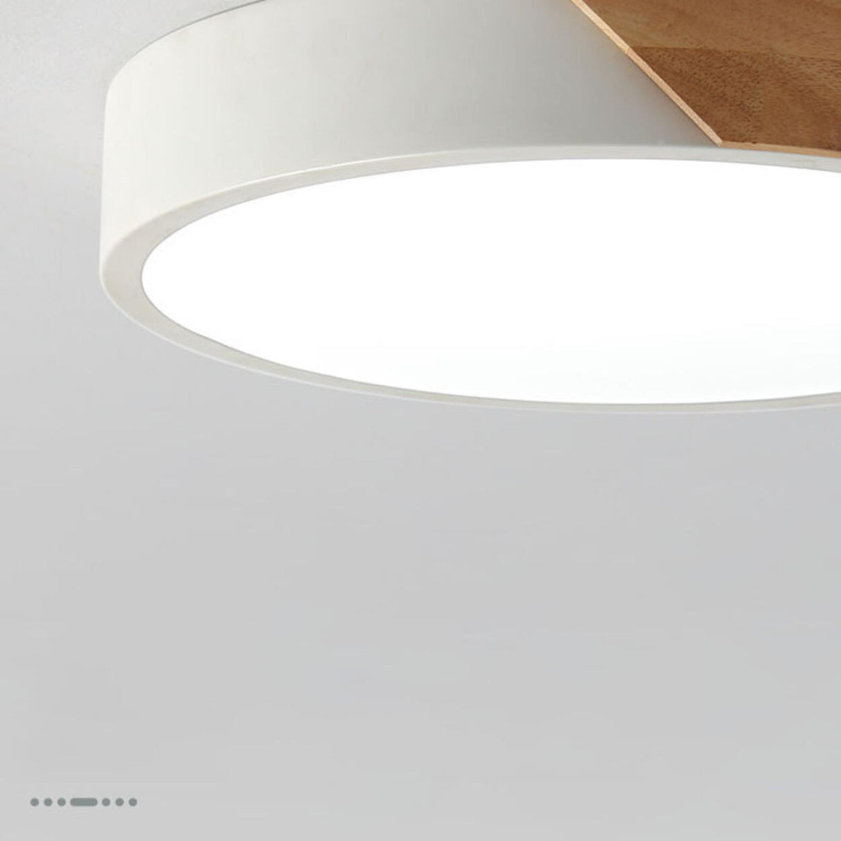 Bedroom Wood Circular White Flush Mount Ceiling Light Image - 14