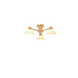 Bedroom Wood Dome Semi-Flush Mount Light 3 Lights Image - 6