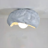 Bedroom Wood Finish Organic Resin Flush Mount Light Image - 10