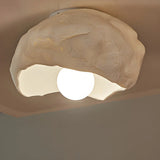 Bedroom Wood Finish Organic Resin Flush Mount Light Image - 9