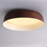 Bedroom Wood Grain Walnut Drum Flush Mount Light Image - 10