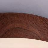 Bedroom Wood Grain Walnut Drum Flush Mount Light Image - 12